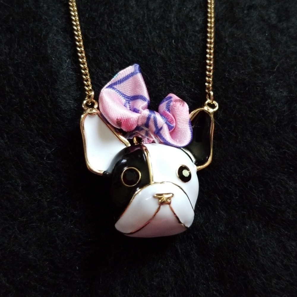 Betsey Johnson Dog Necklace puppy bulldog jewelry